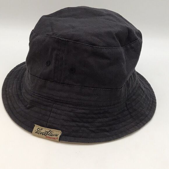 Levi Strauss Signature Reversible Khaki & Navy Bucket Hat OSFM Fishing Beach Cap - Picture 10 of 12